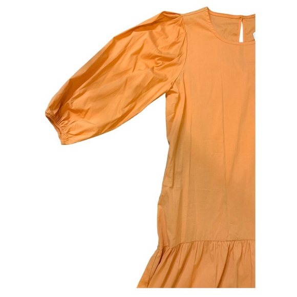 NWT FRILLY HEM TUNIC Dress With 3/4 Length Sleeves & Back Keyhole Orange 4/UK 8 - Picture 4 of 10